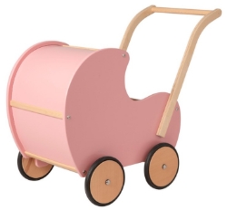 Van Dijk Toys Houten Poppenwagen – Vintage Roze/Rosé - Vanaf 18mnd