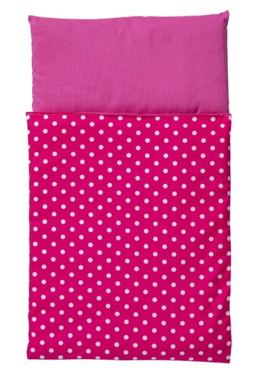 Van Dijk Toys Dekje/Dekbedje voor Poppenwagen – Fuchsia Roze met Witte Stippen