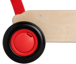 Van Dijk Toys Luxe Houten Loopwagen – Blokkenwagen - Naturel/Rood – Vanaf 1 jaar