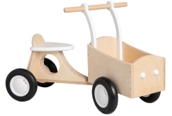 Van Dijk Toys Houten Bakfiets Naturel/Wit – Vierwieler Kinderloopfiets – Vanaf 1 jaar