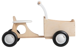 Van Dijk Toys Houten Bakfiets Naturel/Wit – Vierwieler Kinderloopfiets – Vanaf 1 jaar
