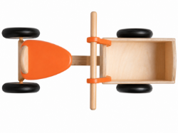 Van Dijk Toys Houten Bakfiets Naturel/Oranje – Vierwieler Kinderloopfiets – Vanaf 1 jaar
