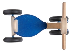Van Dijk Toys Loopfiets Naturel/Blauw - Houten 4-wieler kinderfiets - Vanaf 1 jaar