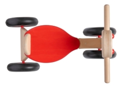 Van Dijk Toys Loopfiets Naturel/Rood - Houten 4-wieler kinderfiets - Vanaf 1 jaar