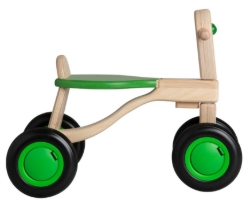 Van Dijk Toys Loopfiets Naturel/Groen - Houten 4-wieler kinderfiets - Vanaf 1 jaar