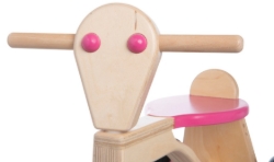 Van Dijk Toys Loopfiets Naturel/Roze - Houten 4-wieler kinderfiets - Vanaf 1 jaar