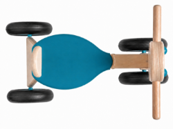 Van Dijk Toys Loopfiets Naturel/Licht Blauw - Houten 4-wieler kinderfiets - Vanaf 1 jaar