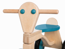 Van Dijk Toys Loopfiets Naturel/Licht Blauw - Houten 4-wieler kinderfiets - Vanaf 1 jaar