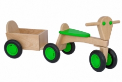 Van Dijk Toys Aanhanger Beuken in Naturel/Groen voor Loopfiets | Hout-doe