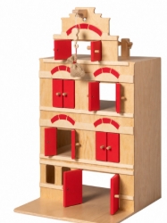 Van Dijk Toys Houten Pakhuis - Naturel/Rood – Vanaf 2 jaar