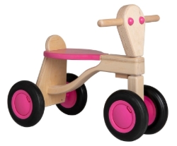 Van Dijk Toys Aanhanger voor Loopfiets – Berkenhout, Naturel/Roze