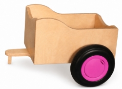 Van Dijk Toys Aanhanger voor Loopfiets – Berkenhout, Naturel/Roze
