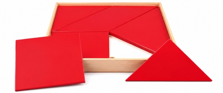 Van Dijk Toys Luxe Tangram Rood – Houten Spel/Puzzel in Kist - Vanaf 3 jaar