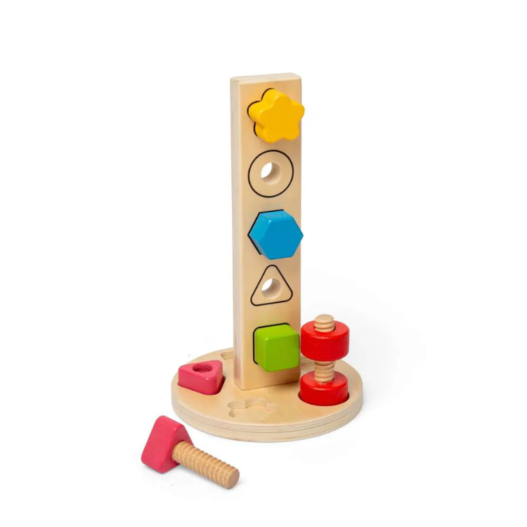 Big Jigs - Montessori Houten Schroef en bout toren 1+ 100% FSC BJ-37002 Duurzaam speelgoed 1