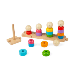 Big Jigs - Montessori Houten Regenboog familie, steken, schroeven, puzzelen en kleuren 100%FSC 1+ BJ37009 Duurzaam speelgoed 1