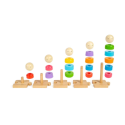 Big Jigs - Montessori Houten Regenboog familie, steken, schroeven, puzzelen en kleuren 100%FSC 1+ BJ37009 Duurzaam speelgoed 4