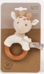 Egmont Toys – Baby Rammelaar & Bijtring - Giraffe Leonie - Biologisch katoen - Vanaf 0 jr