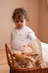 Egmont Toys Rotan Poppenwagen – Riet met Witte Kap & Wit Dekentje – 2+ Jaar