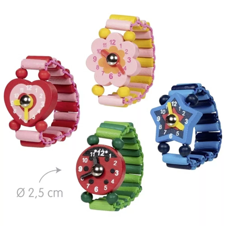 ET-GK58326 Houten horloge met elastische band en beweegbare wijzers Duurzaam speelgoed 1