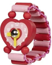 ET-GK58326 Houten horloge met elastische band en beweegbare wijzers Duurzaam speelgoed 3