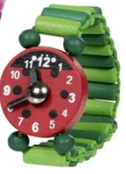 ET-GK58326 Houten horloge met elastische band en beweegbare wijzers Duurzaam speelgoed 5