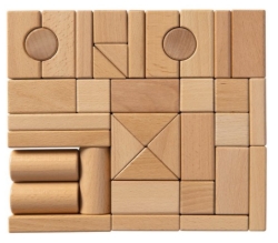 Van Dijk Toys Blokkenset – 37 Beukenhouten Blokken + Opbergzak – 12m+