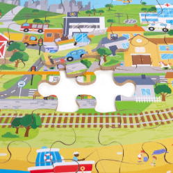 Bigjigs vloerpuzzel hout Transport 48 stukjes BJ-BJ33005 3