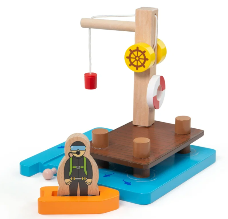 Bigjigs kraandok en duikplatform houten treinbaan BJ-BJT074 1