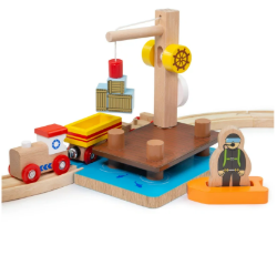 Bigjigs kraandok en duikplatform houten treinbaan BJ-BJT074 2