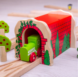 Bigjigs Spoortunnel rood houten treinbaan BJ-BJT135 2