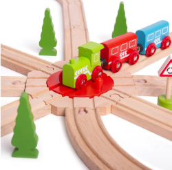 Bigjigs Houten rails draaibaar kruisingsvlak 8 wegen BJ-BJT134 4