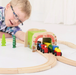 Bigjigs Spoortunnel dubbel spoor houten treinbaan BJ-BJT172 5