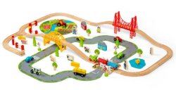 Bigjigs houten treinset platteland - speelgoed treinbaan en weg BJ-BJT021 1
