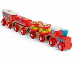 Bigjigs Brandweer trein 3 delig Houten treinbaan BJ-BJT474 1