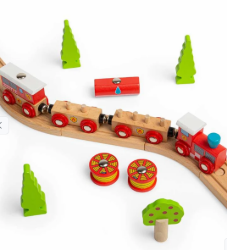 Bigjigs Brandweer trein 3 delig Houten treinbaan BJ-BJT474 4