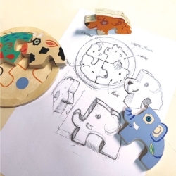 Djeco - houten reliëfpuzzel - Rondo Hond - vanaf 2 jaar