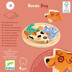Djeco - houten reliëfpuzzel - Rondo Hond - vanaf 2 jaar