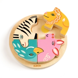 Djeco - houten reliëfpuzzel - Rondo Leo - vanaf 2 jaar