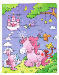 HABA Eenhoorn Flonkerglans – Glitter Puzzels, 3-in-1. 18 stukjes