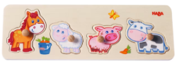 HABA Knoppenpuzzel Boerderij – Houten Baby Puzzel – vanaf 12 maanden