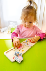 HABA Knoppenpuzzel Boerderij – Houten Baby Puzzel – vanaf 12 maanden