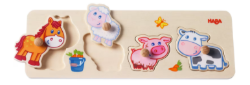 HABA Knoppenpuzzel Boerderij – Houten Baby Puzzel – vanaf 12 maanden