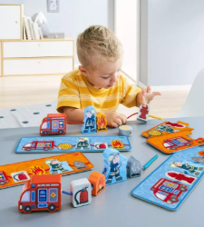 HABA Rijgpuzzel & Memorie Brandweer Spelend kindje