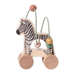 Houten Motoriekspiraal Zebra – Kralenframe – Vanaf 1 Jaar