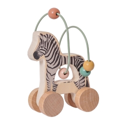 Houten Motoriekspiraal Zebra – Kralenframe – Vanaf 1 Jaar