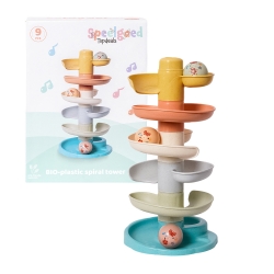 BIOplastic Spiraaltoren – Pagode Knikkerbaan - 6 Delen & 3 Muziekballen – Vanaf 18m