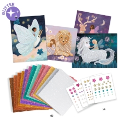 Djeco De betoverde wereld – Glittermozaïek, Knutselset - 6 tot 10 jaar