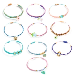 Djeco Blauwe macramé armbanden – sieraden knopen met kralen – van 5 tot 7 jaar