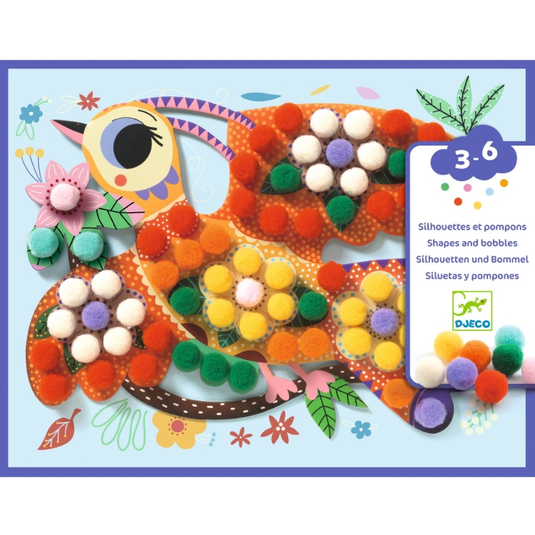 Djeco Vogels & Pompons – knutselset met pompons – van 3 tot 6 jaar
