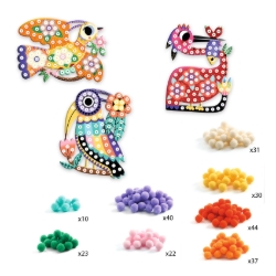 Djeco Vogels & Pompons – knutselset met pompons – van 3 tot 6 jaar